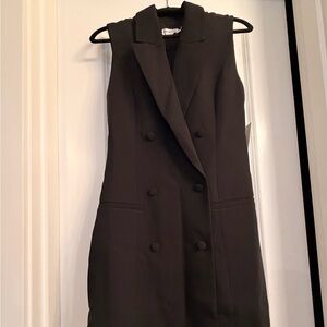 Good American Black Double-Breasted Mini Dress